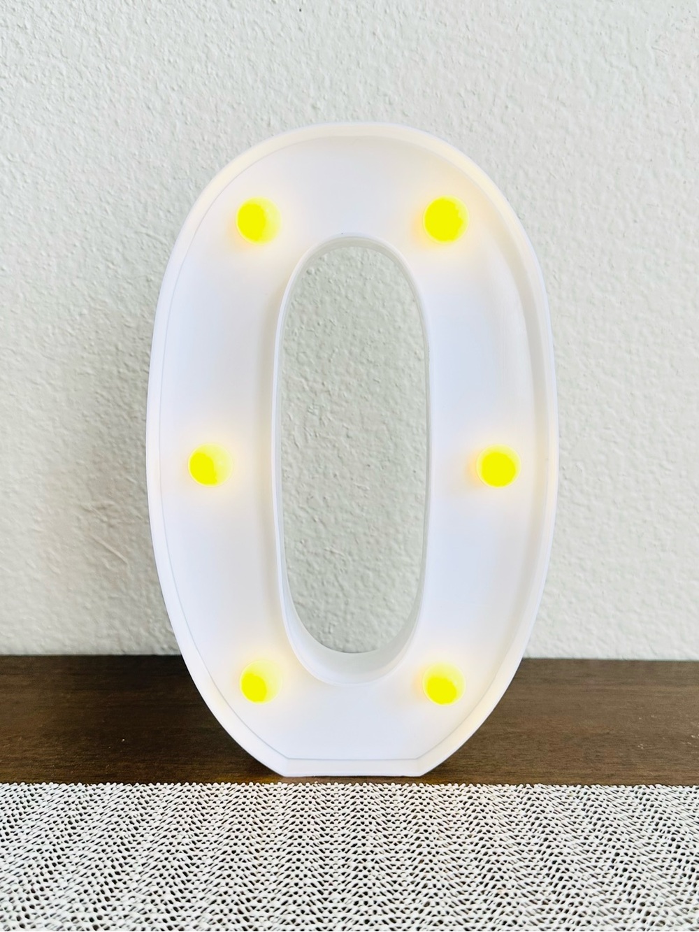 LED Number 0 Lighted Marquee Sign - White with Warm Yellow Bulbs